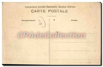 Corte - Corse — vista do vilarejo e do ponte sobre o rio — editor Simon Damiani, Bastia, n° 168 — Verso