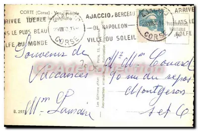 Corte (Korsyka) — widok ogólny — Les Editions d'Art, Paryż — Rewers