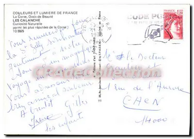 As Calanches — Curiosidade Natural da Corse — Éditions d'Art Jean-Jaunts de Arcueil — Verso
