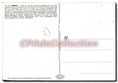 Córsega — N° 20 — Editor Bonnel, Paris — Verso