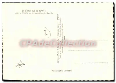 Zonza e as Agulhas de Bavella — Córsega — Edições M.-C. Miramont — Verso