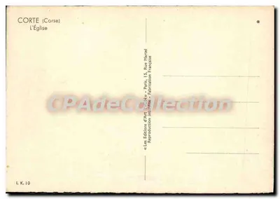 Corte (Córsega) — A Igreja — Les Éditions d'Art Marial, Paris — Verso