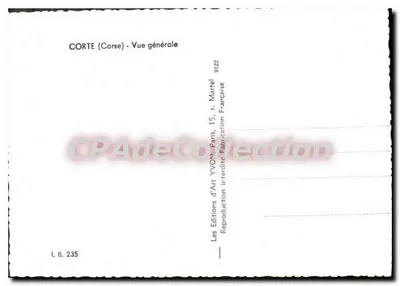 Corte (Corse) — Vista geral — Éditions d'Art YVON, Paris — Verso