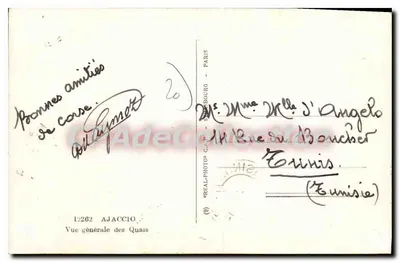 Ogólny widok nabrzeży — Ajaccio — wydawca REAL-PHOTO - PARIS, nr 1262 — Rewers