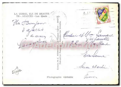 Ajaccio - Quais — Wydawca M.-C. Miramont, n°778 — Rewers