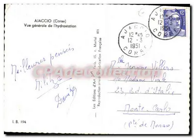 Ajaccio (Korsyka) — Ogólny widok hydrostacji — Wydawnictwo Sztuki, Paryż, n° 971 — Rewers