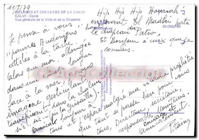 Calvi — Vista geral da cidade e da cidadela — Éditions Hachette — Verso