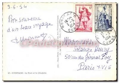BONIFACIO - O Porto e a Cidadela — editor Réal-Photo, n°47 — Verso
