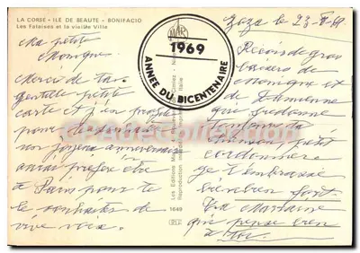 As Falésias e a Velha Cidade — Bonifacio — Éditions A. Bouleyre, n°1649 — Verso