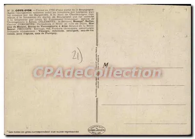 Côte-d'Or — carta geográfica ilustrada — editor Blondell La Rougery, n°21 — Verso