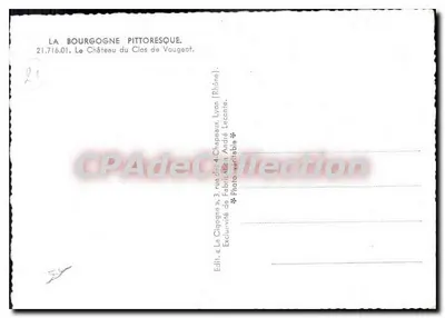 Zamek Clos de Vougeot — Burgundia — Wydawca La Cigogne, n° 21.716.01 — Rewers