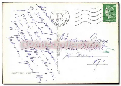 Nolay — Carta postal panorâmica com vista do mercado coberto, do castelo e do mapa geográfico — Éditions Nivernaises, n°62 — Verso