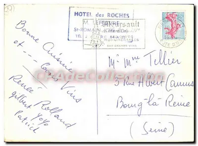 St-Romain-en-Gal (Côte d'Or) — vista del villaggio incassato tra scogli — Hotel des Roches, St-Romain-en-Gal — Verso