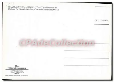 Châteauneuf-en-Auxois — Dwór Filipa Pot, Sénéchala Ducha, Karola Zuchwalnego (XVe w.) — Wydawnictwo & Drukarnia COMDIER, Macon — Rewers