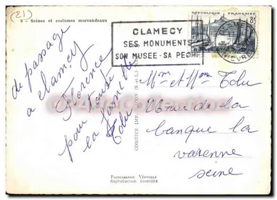 Sceny i stroje morvandiańskie — Clamecy — Wydawca: Compiègne (S.-et-L.) — Rewers