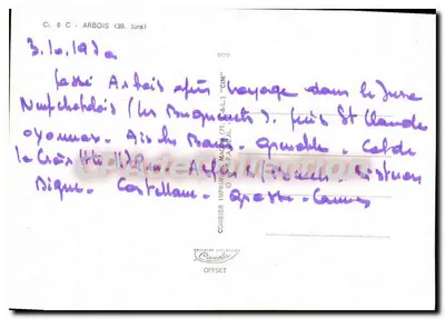 Arbois — Vista panorâmica e publicidade vin — editor Comabier (71, Jura) — Verso