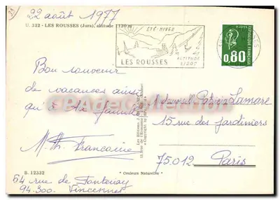 Les Rousses — vista panorâmica e pista de esqui — Edições J. Offrand — Verso