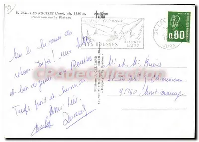 Les Rousses (Jura) — panorama sobre a planície — Edições L. Celliard, n° U. 264 — Verso
