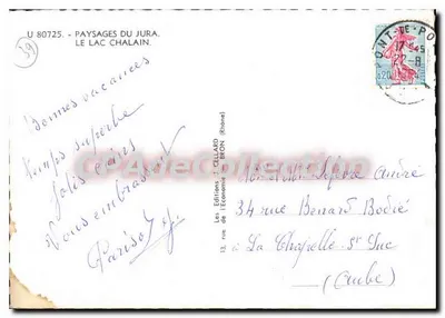 O Lago Chalain — Paisagens do Jura — Les Éditions J. CELLARD — Verso