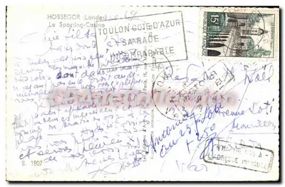 Hossegor (Landes) — O Sporting-Casino — editor B. 1807 — Verso