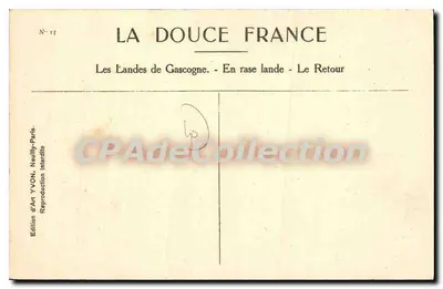 Landes de Gascogne — na otwartym terenie — Powrót — Wydawnictwo Sztuki YVON, Neuilly-Paris, N°13 — Rewers