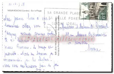 Vieux-Boucau (Landes) - Na Praia — SA GRANDE PLAGE — Ed. d'Art VIGNES - Carcès-des-Landes — Verso