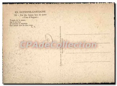 Jezioro Côte-d'Argent — Guyenne-Gascogne — Wydawca: Parages d'Art & Vignes de Castres-Del-Landes — Rewers