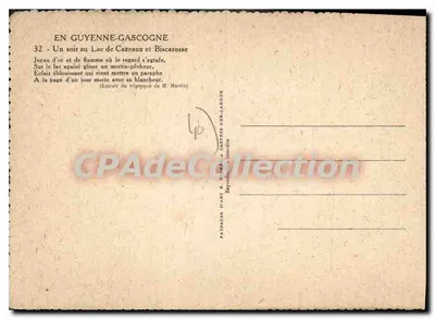 Jezioro Cazeaux i Biscarrosse — W Guyenie-Gascognie — Pavages d'Art E. V. N. 32 — Rewers
