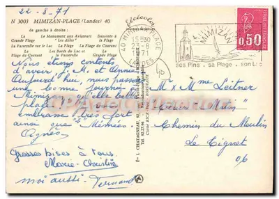 Mimizan-Plage — Lembrança de Mimizan-Plage — Editor L. Chatagneau, n° 3003 — Verso