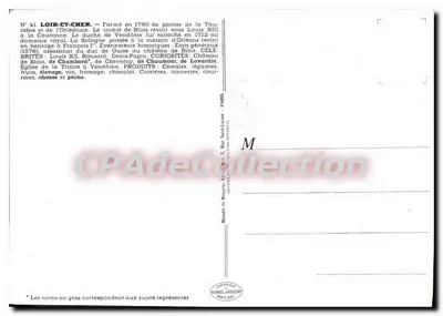 Loir-et-Cher — Carta storica — Editore J. Pinchon, n°41 — Verso
