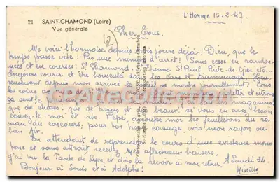 Saint-Chamond (Loire) — Vista geral — Editor Laforond, n°21 — Verso