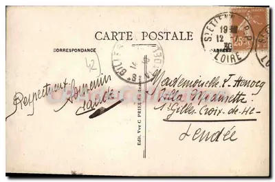 Digue de PINÂY sobre a Loire — vista do dique e do ponte — Éd. C. PRIEUR, Roanne — Verso