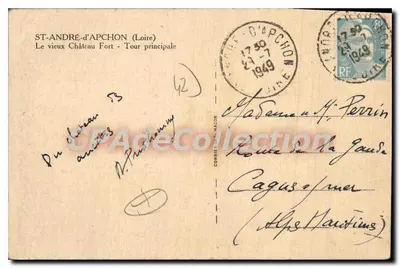Castelo de Apchon — Torre principal — Editor C. Prudhomme — Verso