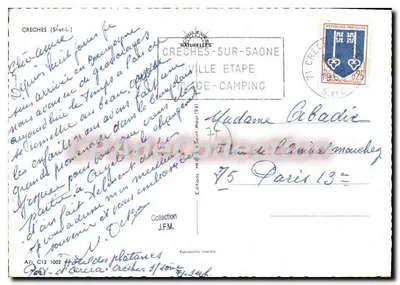Zamek w Créches-sur-Saône — widok z lotu — Wydawnictwo J.F.M. nr 1002 — Rewers