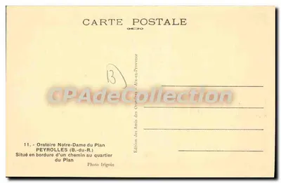 Oratório Nossa Senhora do Plano — Peyrolles (B.-du-R.) — Edição dos Amigos dos Oratórios de Aix-en-Provence — Verso