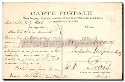 Marseille — Ponte da Fausse-Monnaie — M. Olivier, editor — Verso