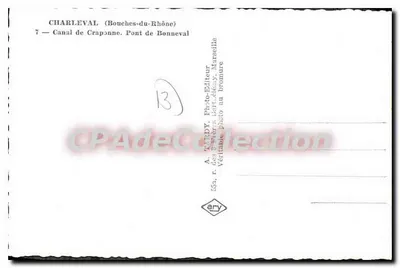 Canal de Craponne — Pont de Bonneval — A. TARDY, Editora — Verso