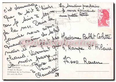 CARRY LE ROUET — vista da praia, do porto e do vilarejo — Edição Tardy — Verso