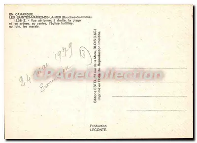 Les Saintes-Maries-de-la-Mer — vue aérienne — éditeur Estel, n° 12.031-Z — Verso