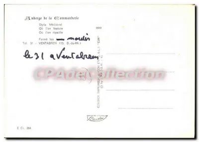 Posada de la Commanderie — Estilo Medieval — Editor Combier, n° 284 — Reverso