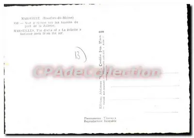 Marseille (Bouches-du-Rhône) — Hình ảnh hàng không của các bến cảng La Joliette — Éditions Aériennes Véritables — Mặt sau