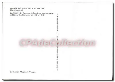Province Narbonnaise — Carte à 1/200 000 — Éditeur : Editions GAUD. MOISEYAN — Rückseite