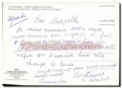 Calanque des Eaux Salées — CARRY-le-ROUET (B.-du-Rh.) — Éditions & Impressions COMBIER Macon — Rewers