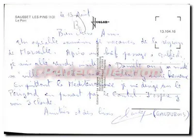 O porto de La Cigogne — SAUSSET LES PINS (13) — Edição La Cigogne — Verso