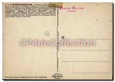 Pyrénées-Orientales — N°66 — Editora Blondella & Quigery, Paris 1906 — Verso