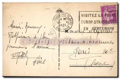 Strasbourg - A Place Kléber e a Catedral — Bilhete postal antigo n°640 — Verso