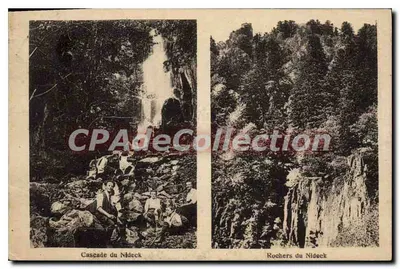 Cascata e Rochos do Nideck — vista dupla — CPAdeCollection