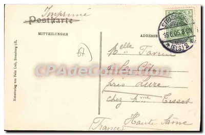 Strasbourg — Palácio de Justiça e Igreja de São Pedro — Kunstverlag von Felix Lüth, Strasbourg — Verso