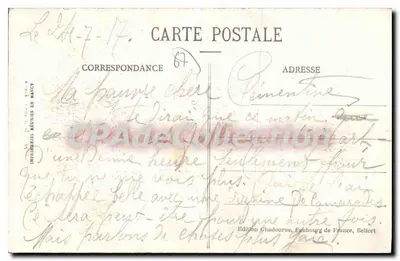Tipo de Alsaciana: Reverie — Edição Chadourne, Fauxbourg de France, Belfort — Verso