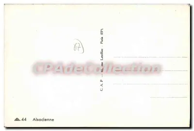 Donna in costume tradizionale — Alsacienne — Cartolina d'epoca 44 — Verso